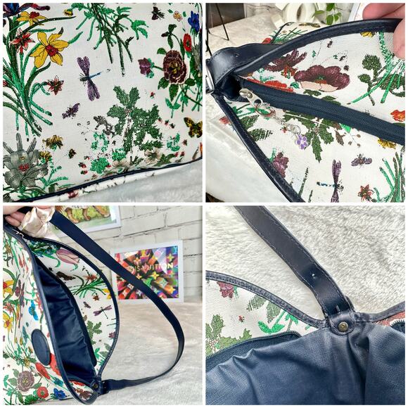Gucci Flora GG Vintage Large Shoulder Bag Good USED with scarf RARE - Picture 8 of 16